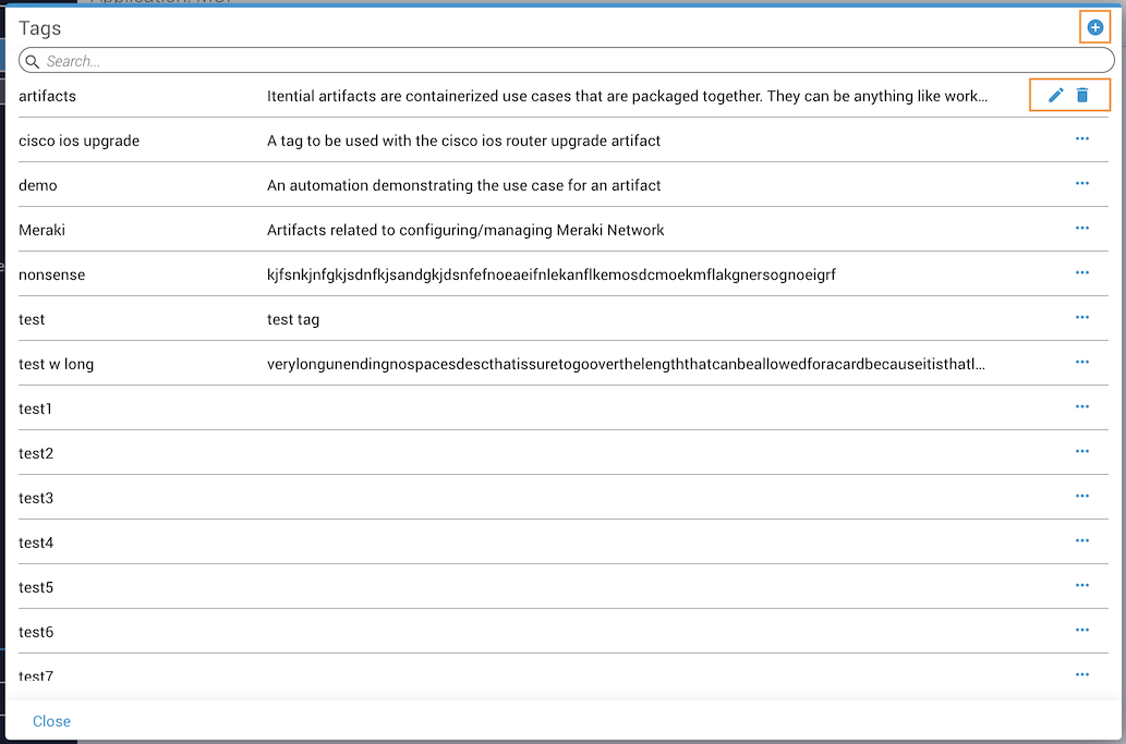 Tags Dialog