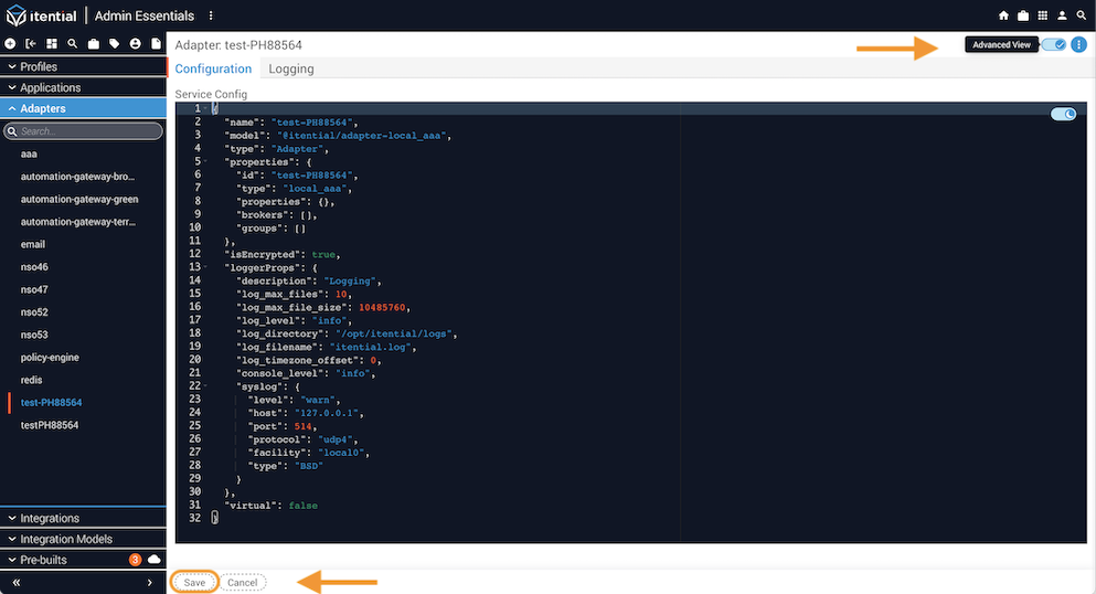 Adapter Service Config