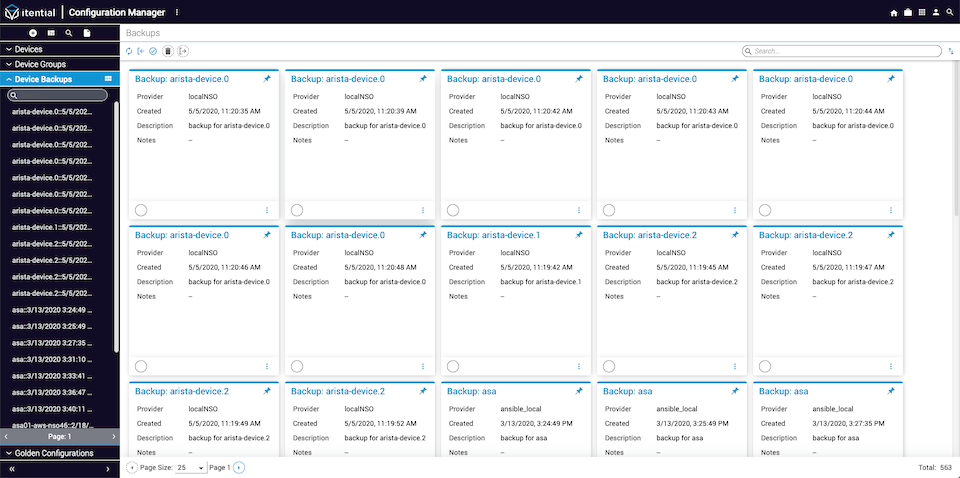 Device Backups View