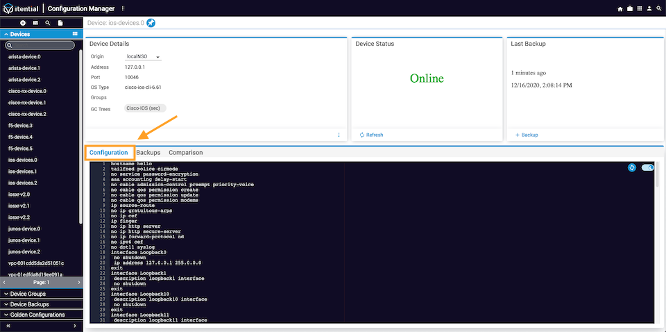 Configuration Tab